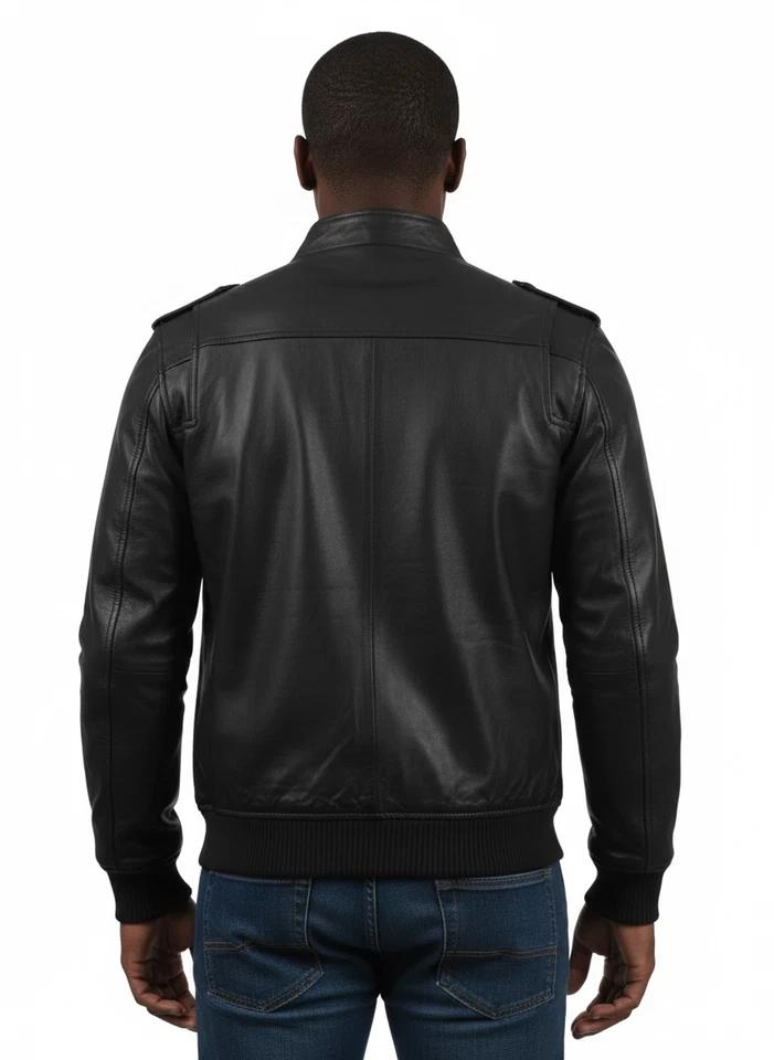 Handmade Biker Bomber Party Fit Men's Genuine Lambskin Leather Jacket Motorcycle