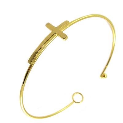 [P5076] - Golden 'Cross' Steel Bracelet - 23x12 Mm
