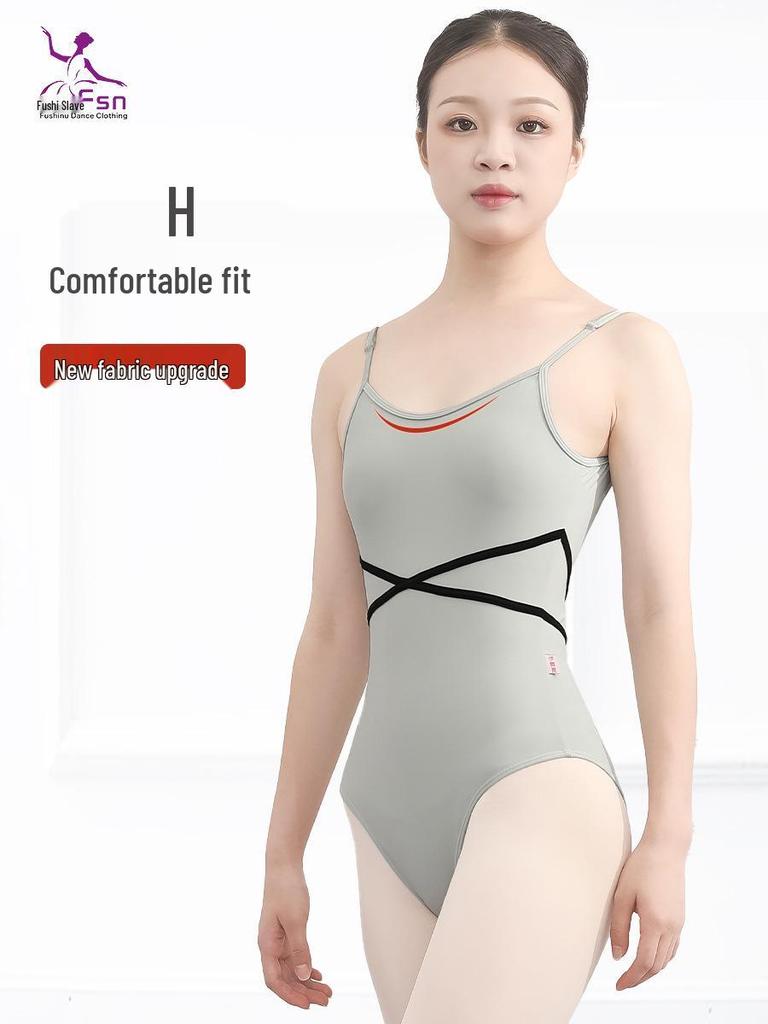 Fushinu Dancewear Spaghetti Strap Slimming Jumpsuit for Ballet and Gymnastics Training