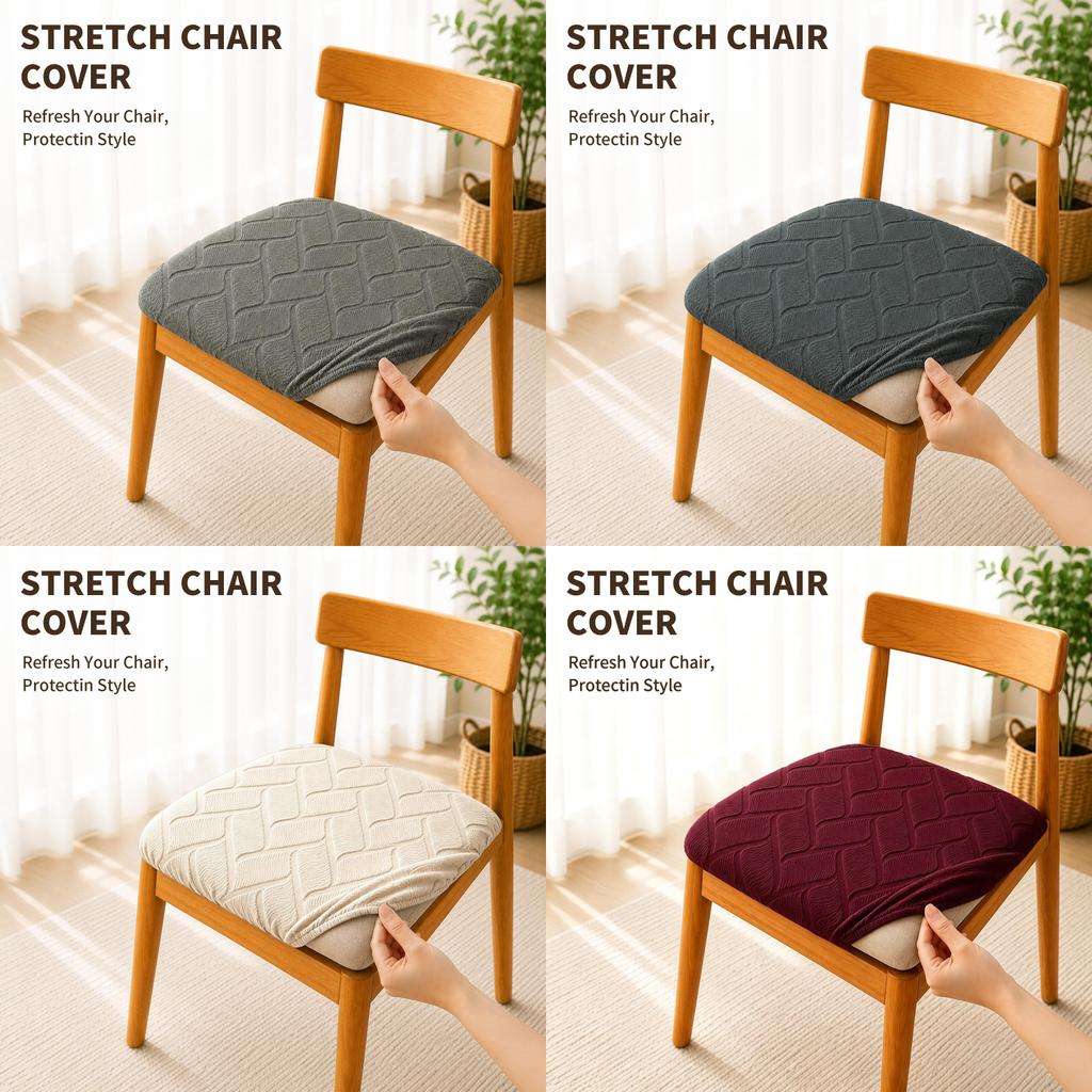 Modern Geometric Polyester Chair Cover With Anti Slip Dustproof For Home Dining Room Decor