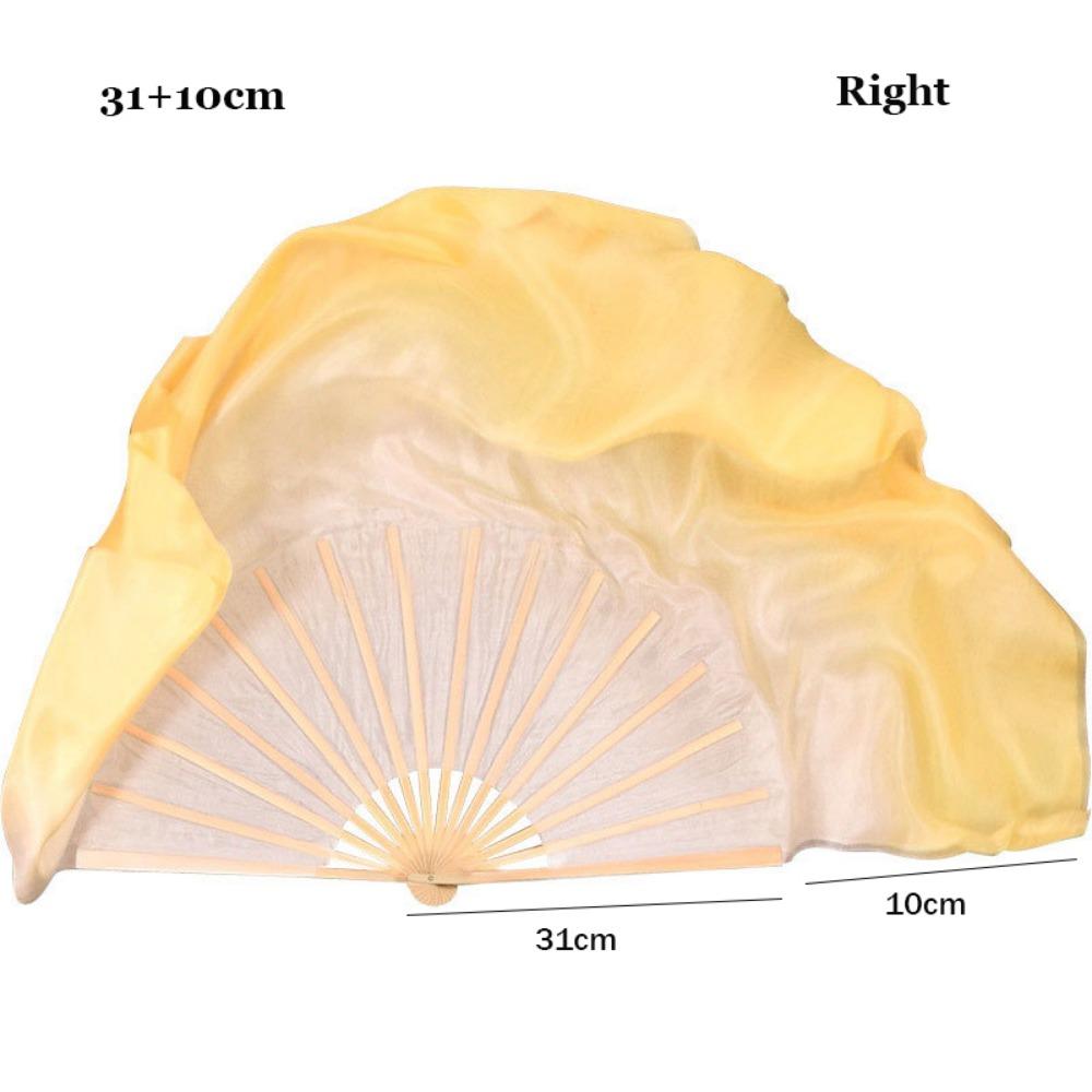 

31cm Bamboo Kids Children Bamboo Fans Colorful Hand Dye Adults Fan Veil Pairs Yangko Dance Tools Yellow Right