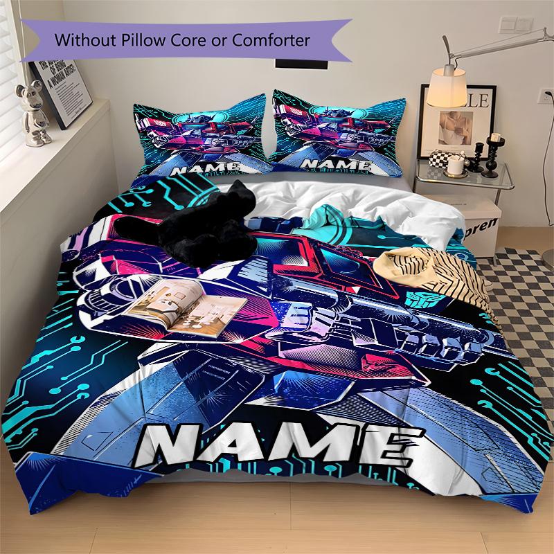Custom Name Transformative Force Bedding 3 Piece Set HD Print Duvet Cover Pillowcases for Teens Adult Bedroom Decoration