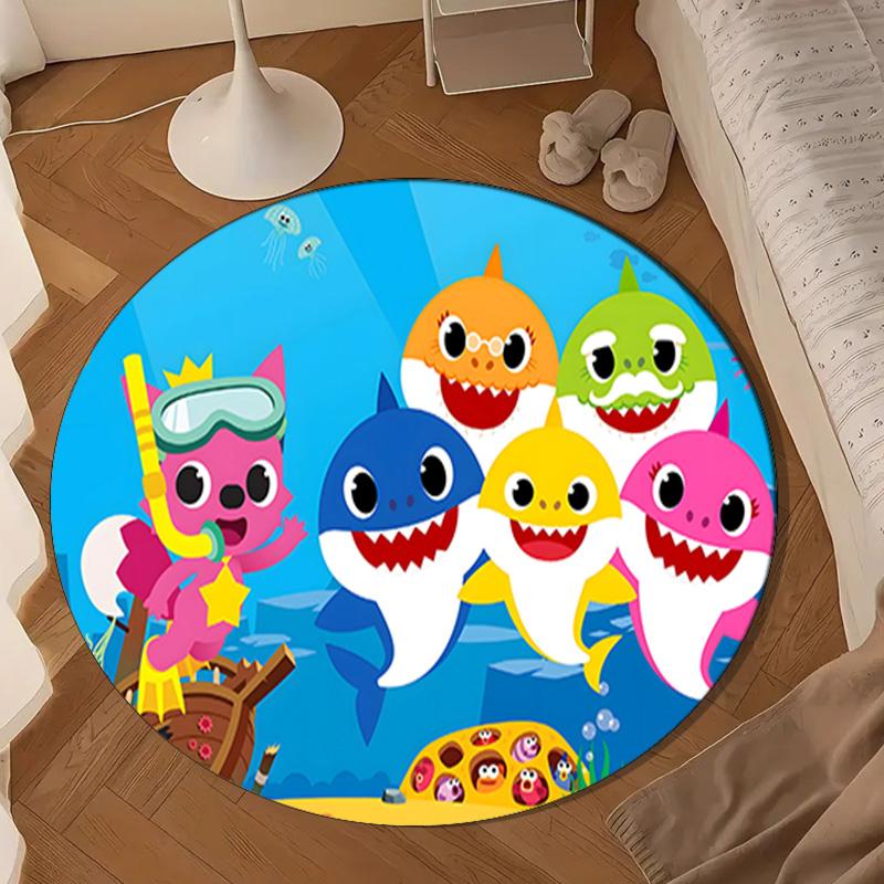 Cartoon Shark Dance Party Round Rug for Livingroom,Bedroom, Palyroom, Chair Rug, Area rug, Circle Carpet, Large Size Fan Christmas gift