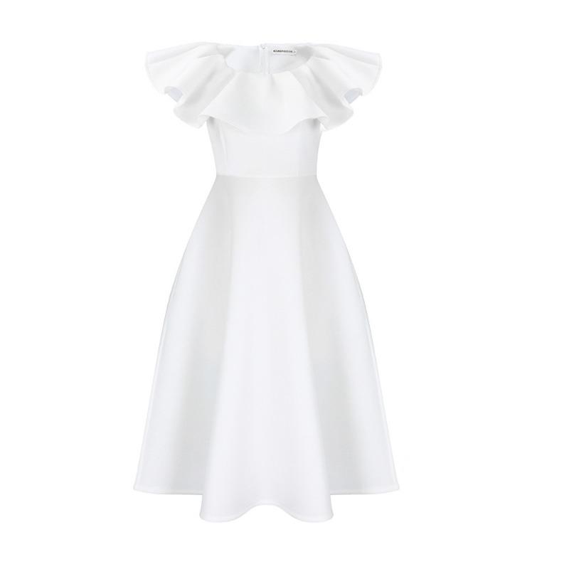 Women's summer fashion temperament ruffle leaf edge large skirt banquet dress dress dress