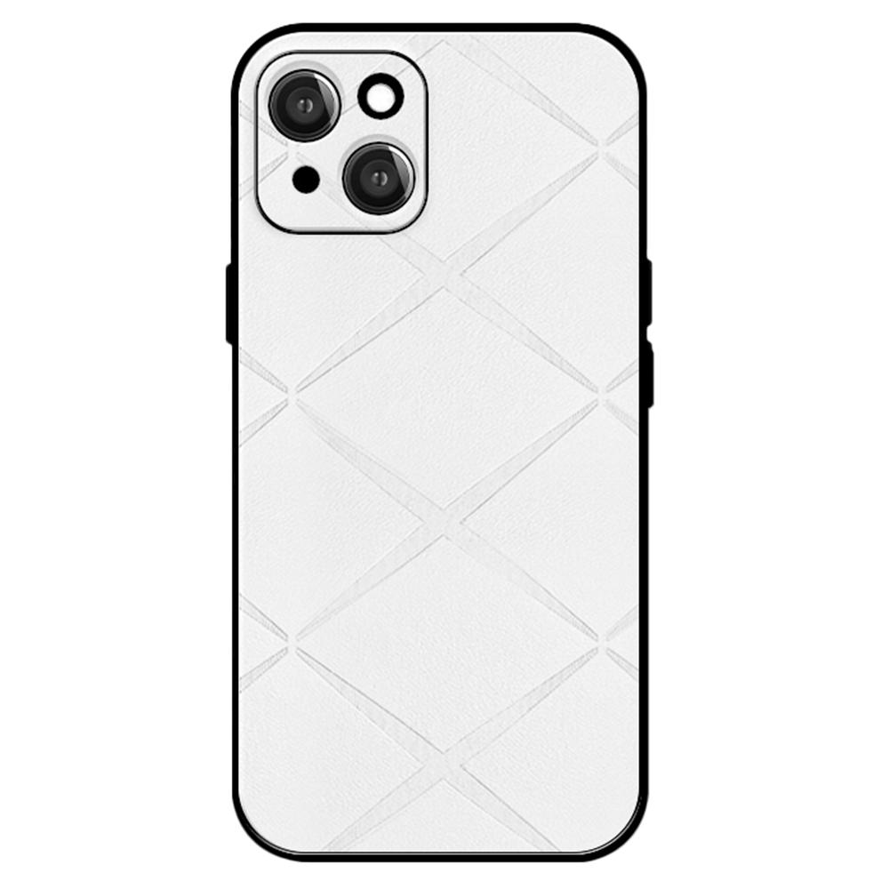 

For iPhone 14 Case PU Leather Coated PC+TPU Hybrid Phone Cover White