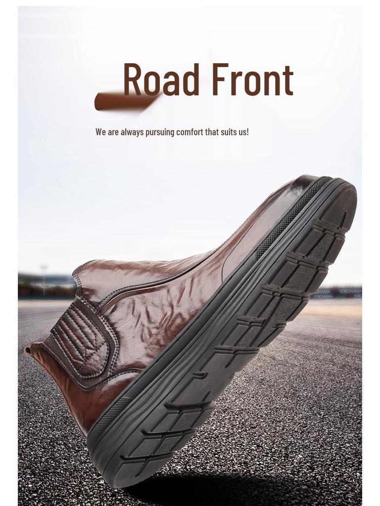 Men's Chelsea Martin Retro Leather Ankle Boots - British Style Mid-Top for Autumn/Winter