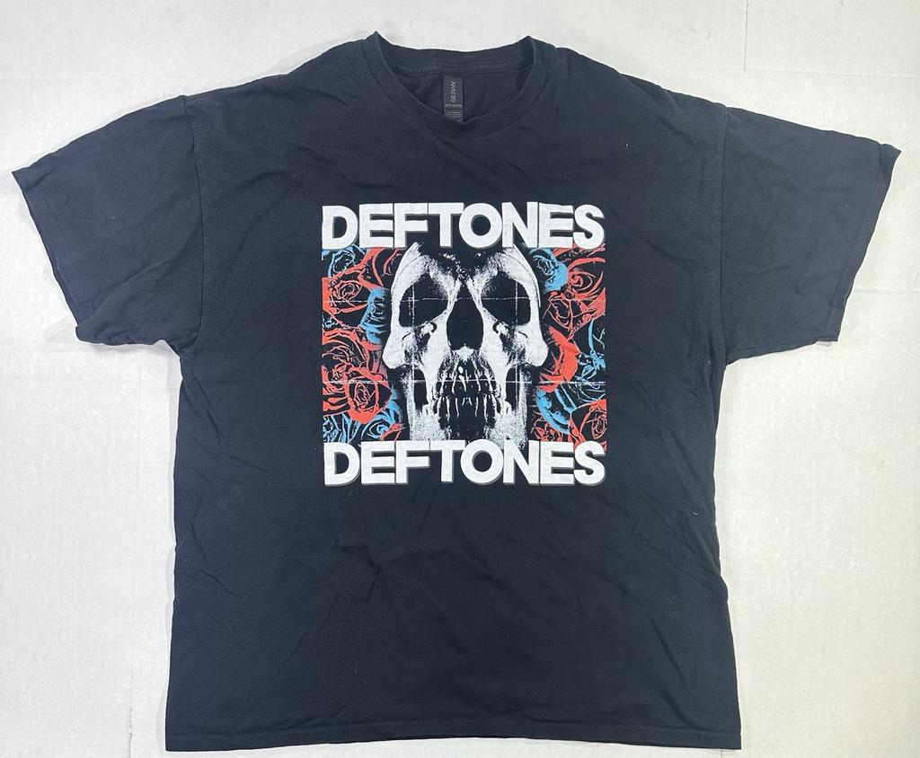 Deftones Skull Roses Graphic T Shirt XL Black Heavy Cotton Band Tee Unisex T-Shirt