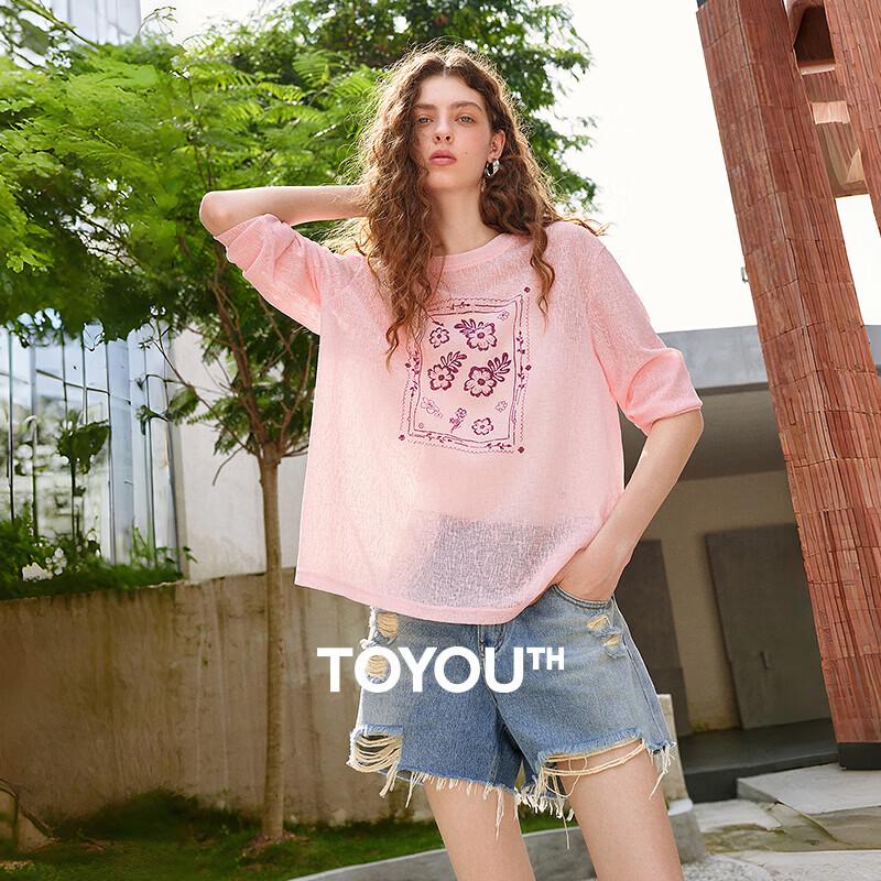 Chuyu Floral Print Sheer Long Sleeve T-Shirt S