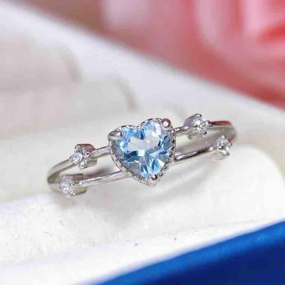 S925 Silver Blue Topaz Ring - Fashionable Women s Jewelry Adjustable opening