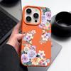 Flower Print Soft Phone Case For iPhone 16 15 14 Pro Max 16 Plus 12 13 Pro 11 Luxury Leather Texture TPU Shockproof Cover Fundas