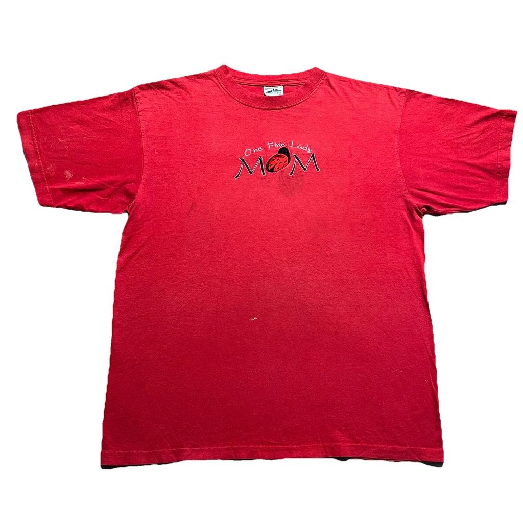 Vintage 90s Briar Creek Sportswear Red One Fine Lady MOM Ladybug T Shirt Mens XL