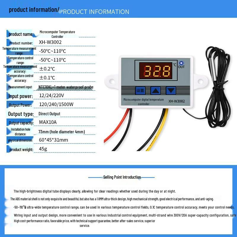 12/24V Digital Intelligent Temperature Controller with Sensor