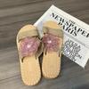 Fashion Women's Casual Slides Comfortable Flax Slippers Striped Bow Linen Flip Flops Platform Sandals Ladies Indoor Shoes Butterfly-knot