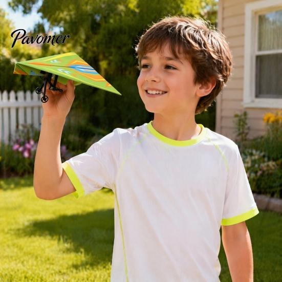 Assembled Plane Set Remote Control Paper Airplane Kit, with Gyro Stabilizer, Dual Propellers, DIY Electric Kit RC Set, Educational Glider Assembly Toy