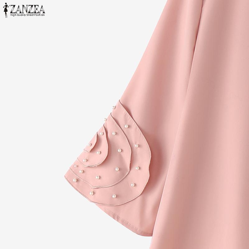 ZANZEA Lässige Bluse mit Rundhalsausschnitt und 3/4-Ärmeln für Damen