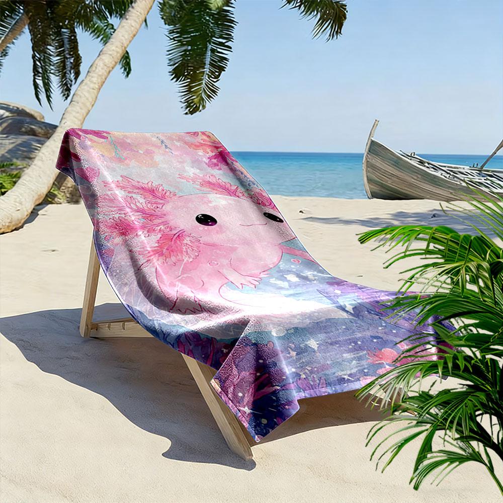 Axolotl Fantasy Aquarell Handtuch Ein Muss für den Strandurlaub