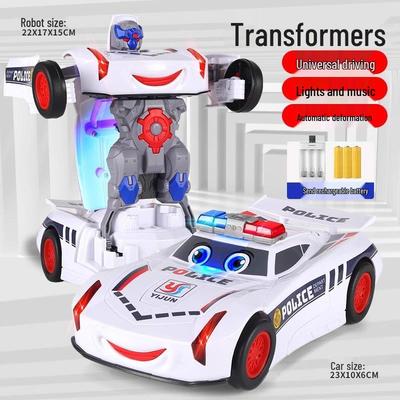 Kids' Electric Transforming Robot Car with Sound and Light Music Effects