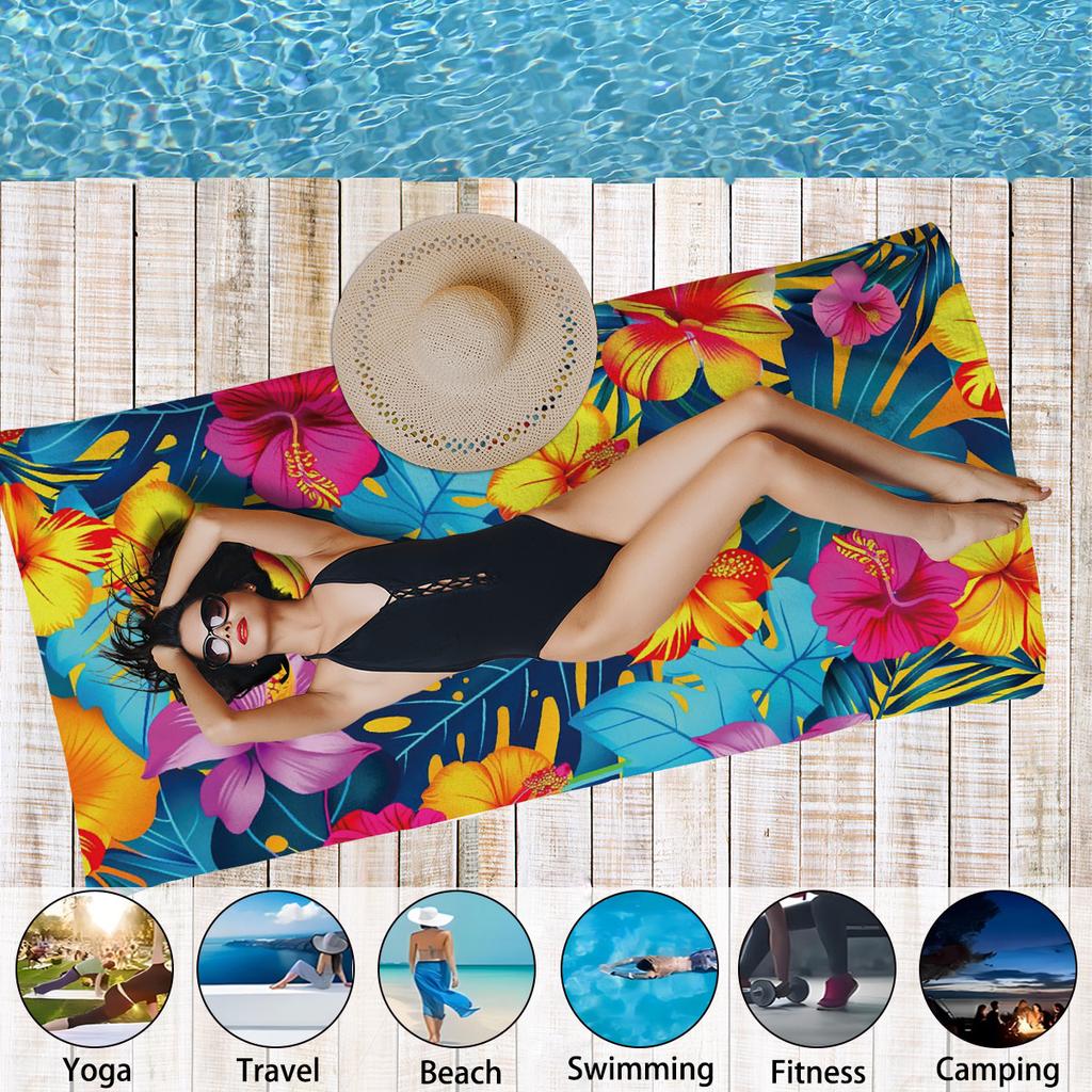 Beautiful Flowers Print Towel Sports Quick-Drying Super Absorbent Camping Towel Soft Lightweight Gym Swimming Yoga Beach Towel