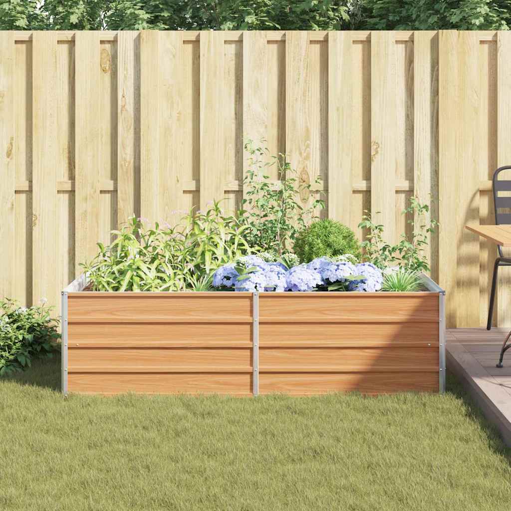 Raised Garden Bed Light Brown 160 X 80 X 45 Cm Galvanized Steel