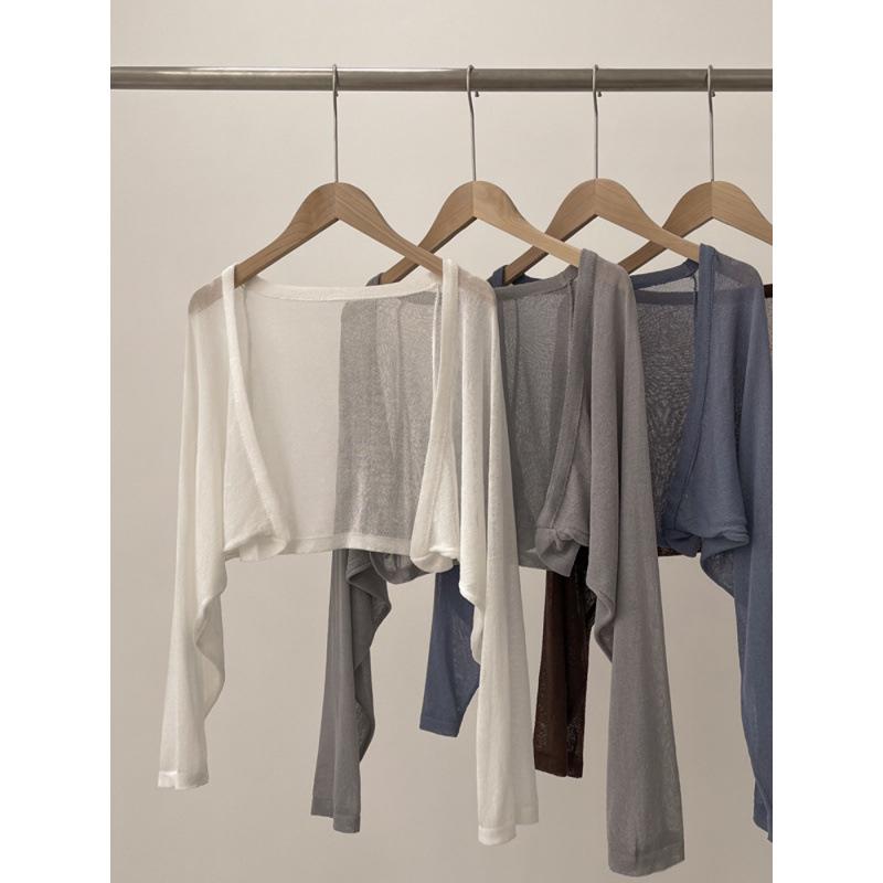 Damen Weißes Eis-Seiden Sonnenschutz-Strickjacke mit Camisole-Kleid - Sommer Dünner Stil, Kleiner Bolero Jacken Überwurf