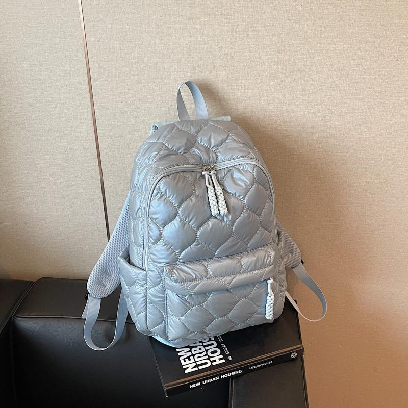 Simple and Versatile Cotton Clothes, Backpacks for Women, Relaxed Niche Twist Backpacks, Large-capacity Fluffy Student School Bags.