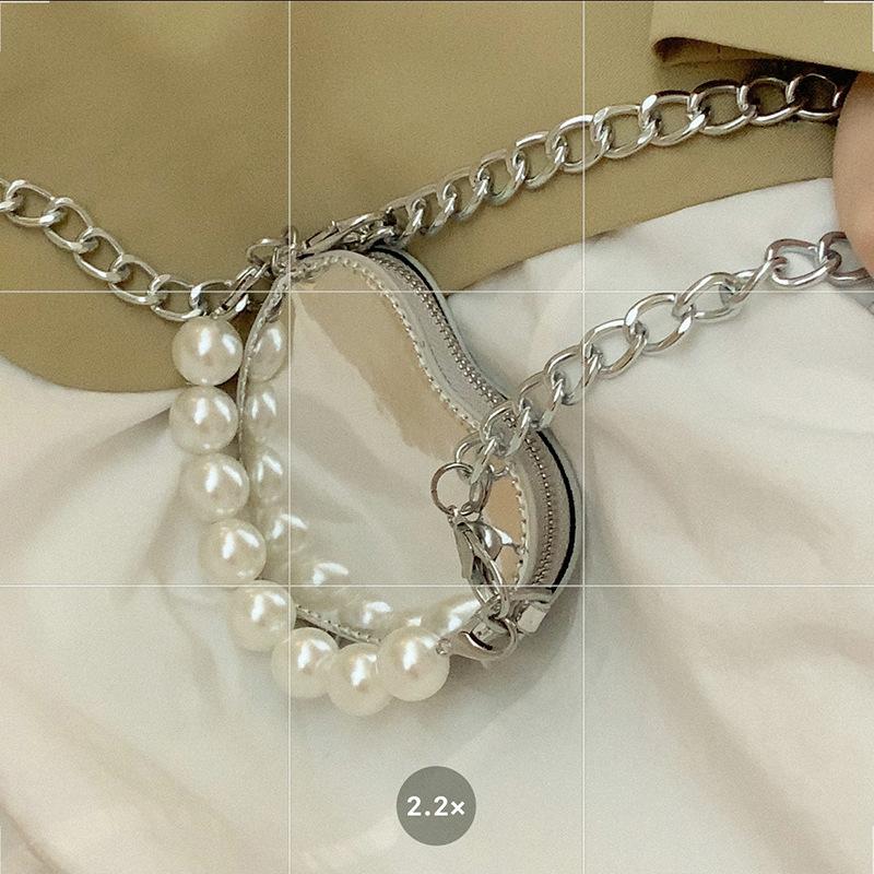 

Heart-Shaped Chain Messenger Bagsummer Newest Shoulder Bag Pearl Chain Bag Handbag Cute Small Bag