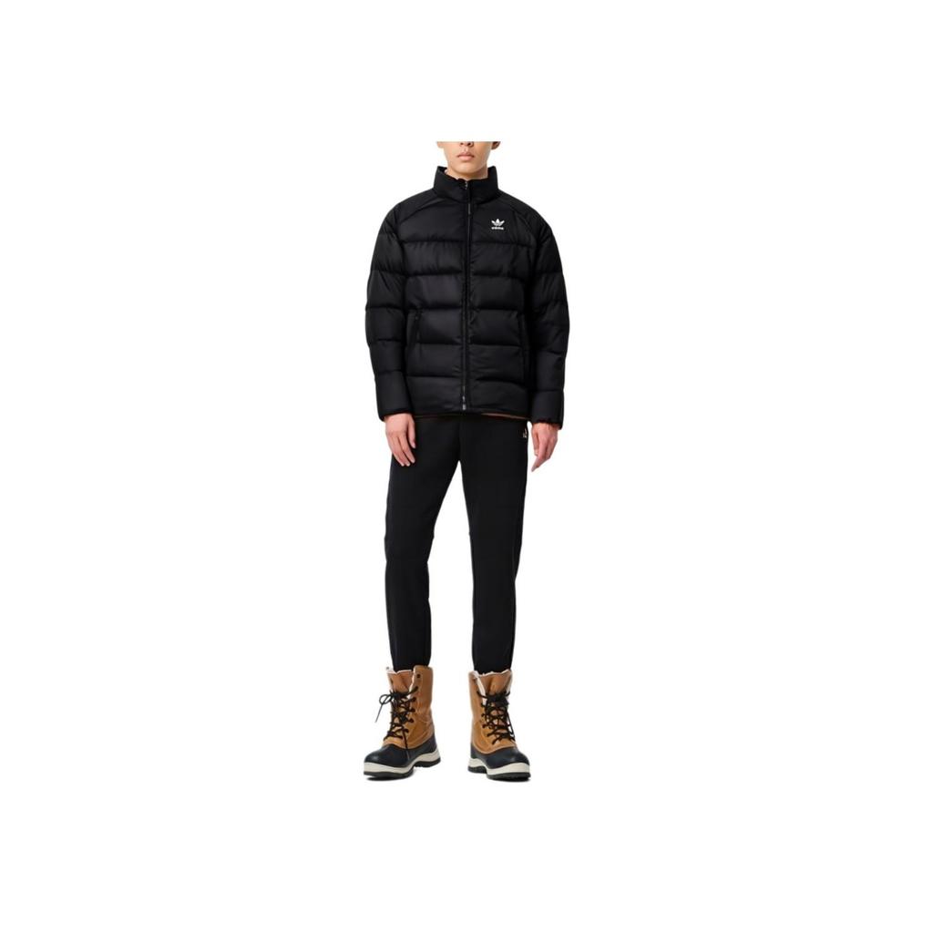 Adidas Originals Solid Color Warm Zip-Up Collar Down Jacket For Winter Men Outerwear Black ED5837