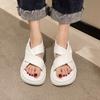 Women's Cross Toe Sandals Summer 2025 Thick Heel Fashionable Outdoor Wear Platform Beach Roman Shoes Open Toe Roman Style