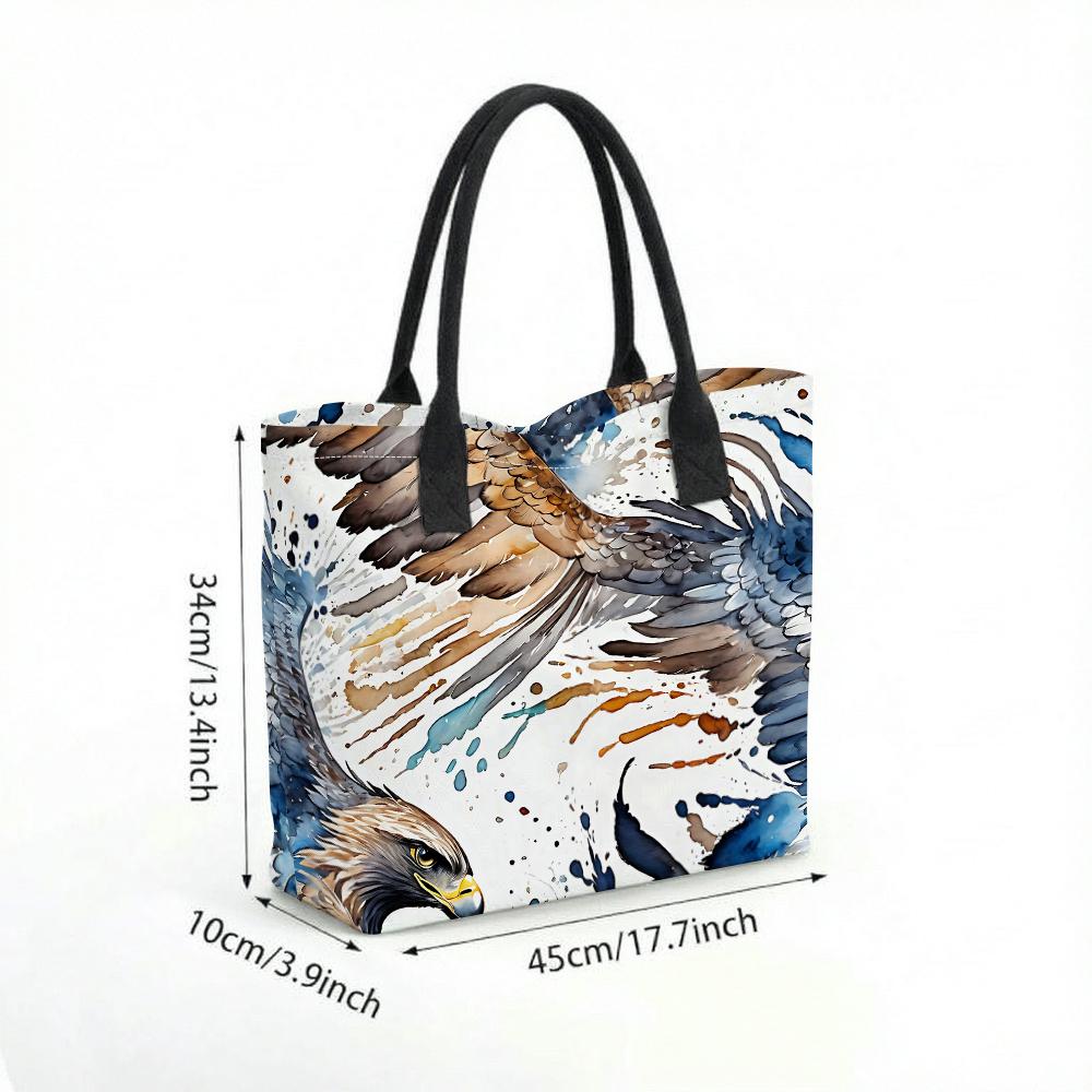 Watercolor Eagle Print Tote Bag Fashion Casual Large Capacity Daily Shoulder Handbag