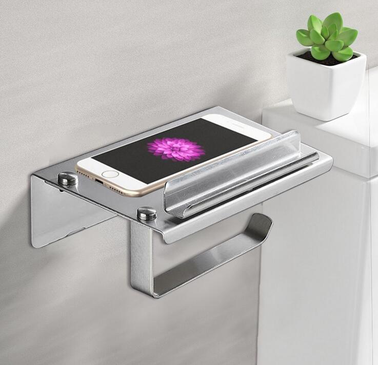 Modern Chrome Wall Mount Toilet Paper Holder Self-Adhesive Roll Hanger for Bathroom or Kitchen Stylish Design