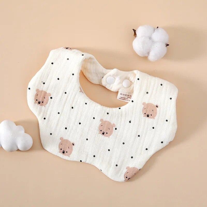 Cotton Baby Saliva Towel With Gauze, Six Layers For Newborns, Waterproof Bib Cartoon, Absorbent And Stain Resistant Bib