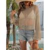 Women's Hollow Woven Short Loose Flared Sleeve Beach Smock Top