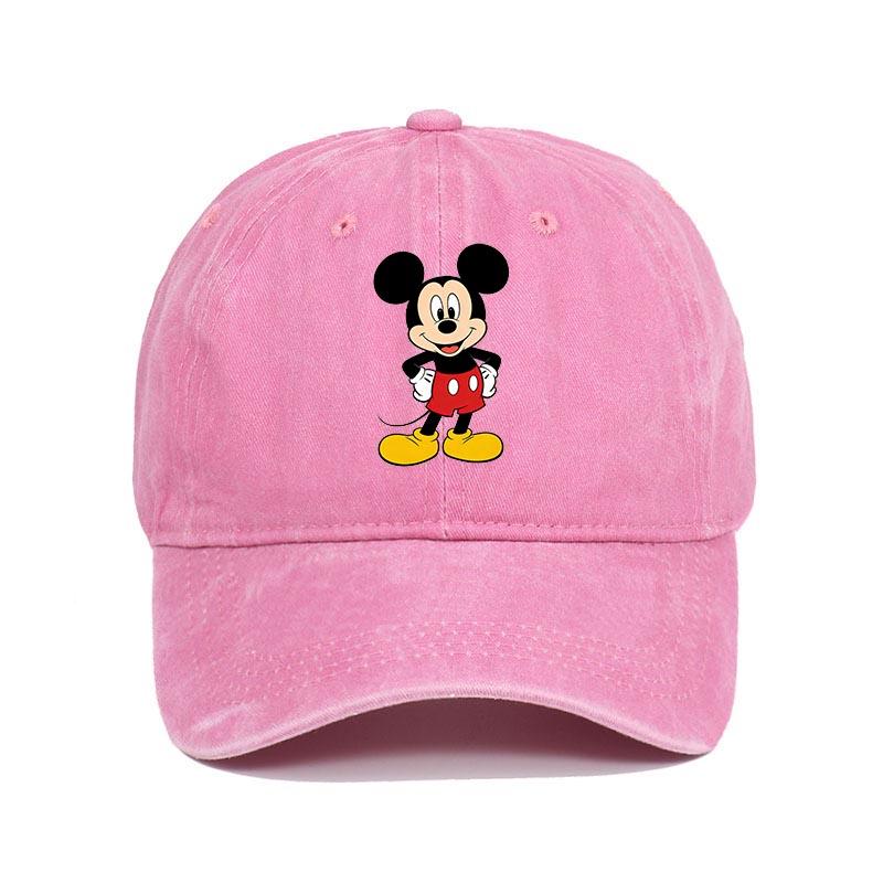 Retro Washed Mickey Mouse Print Baseball Cap Men Women Vintage Kpop Snapback Cap Adjustable Breathable Trucker Hat Sunscreen Hat