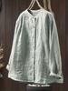 Autumn 2025 Casual Retro Linen Stand Collar Cardigan Shirt