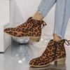Leopard Print Women Ankle Boots Female Fashion Elegant Dancing Party Prom Shoes Woman Square Mid Heel Women's Modern Short Boots