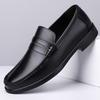 Fashion Brand Comfortable Round Toe Business Casual Leather Shoes Summer New Men Top Layer Cowhide Hollow Breathable Bean Shoes