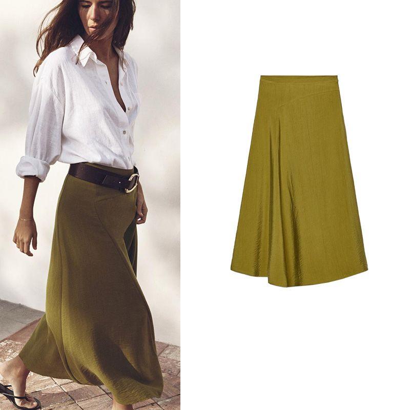 Spring and Summer New Women's Clothing French Style High Waist Asymmetric Minimalist Easiest for Match Fashion Midi Skirt Skirt 5029063