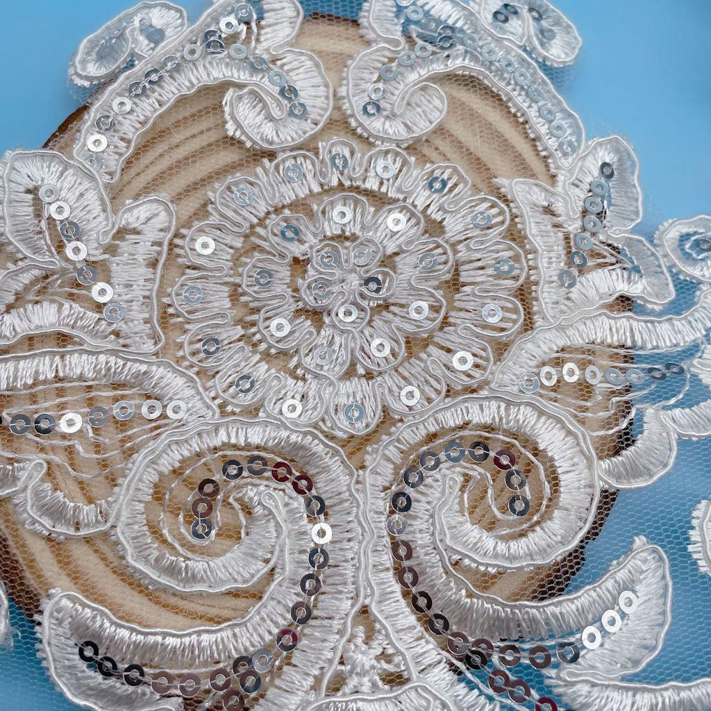 50Yard Car Bone Lace, Wedding Dress Children'S Clothing Accessories, Silver Beads, Three-In-One Lace, Width 22Cm