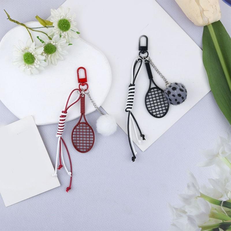 Creative Plush Bag Pendant Ball Racket Bag Charm Keychain Accessory for Fashionable Adults and Sports Enthusiasts