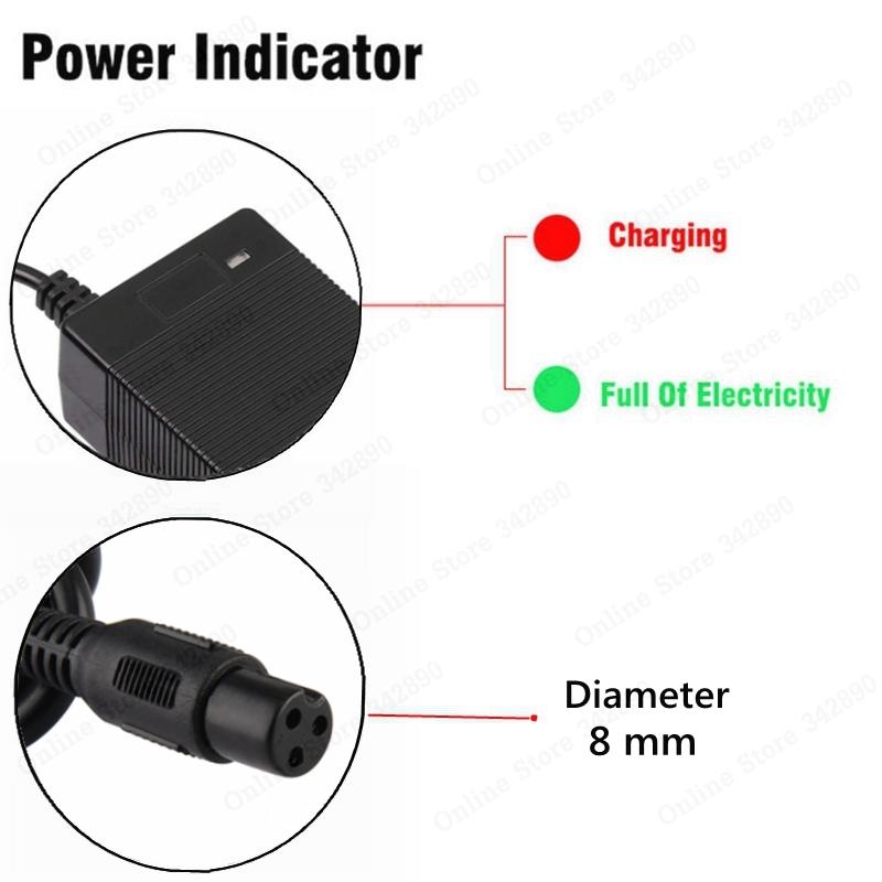 42V 2A Universal Battery Charger for 36v 10S Li-ion Battery Pack Connector GX12 3 Prong