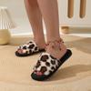 Womens Autumn and Winter Leopard Print Slippers for Home Warmth