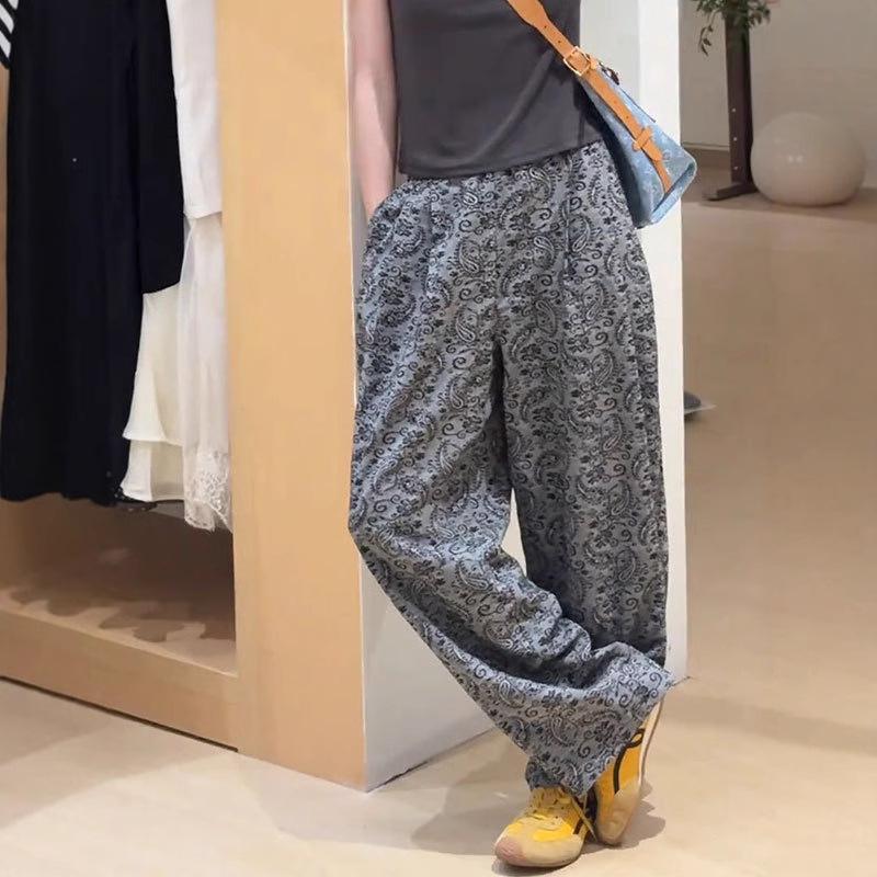 Women's Retro Paisley High-Waist Wide-Leg Pants - 2025 Summer Style