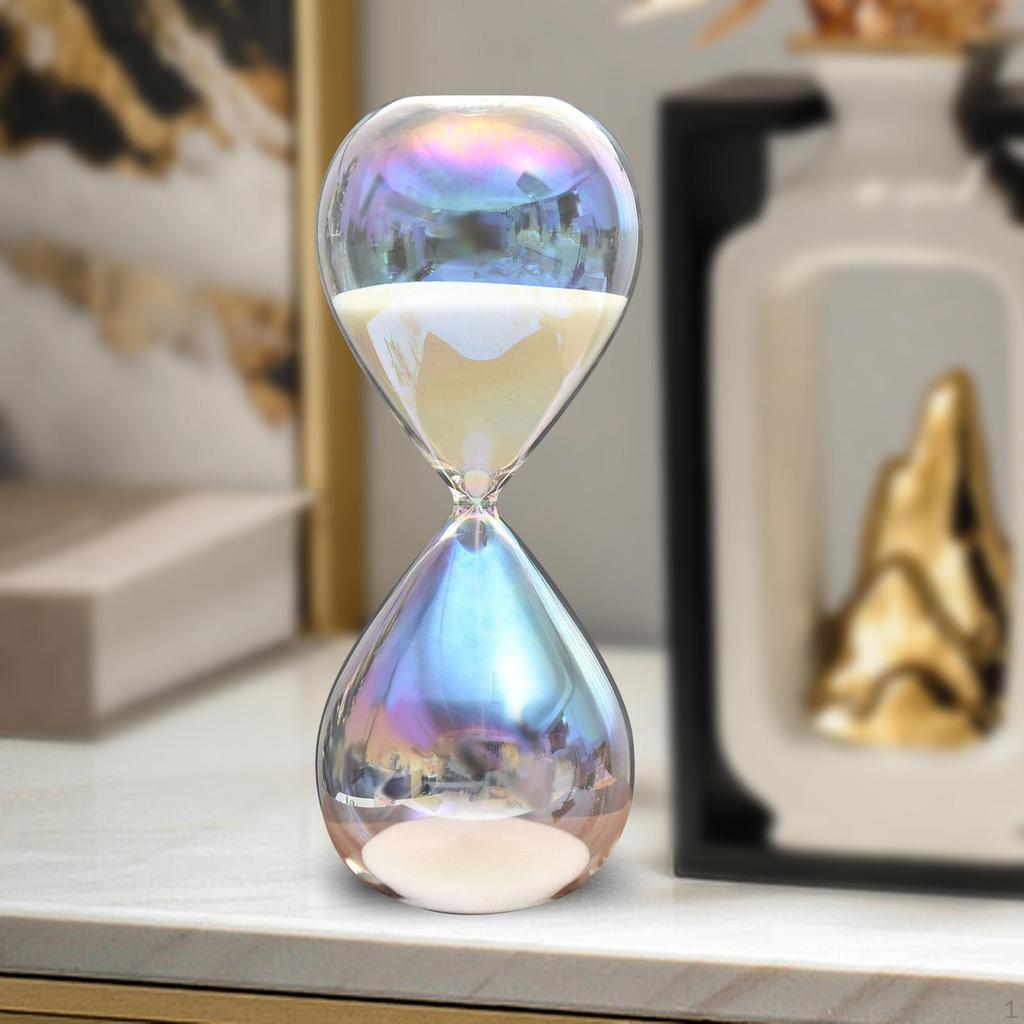 Farbenfrohe Sanduhr aus Glas als Dekoration für Zuhause und das Büro