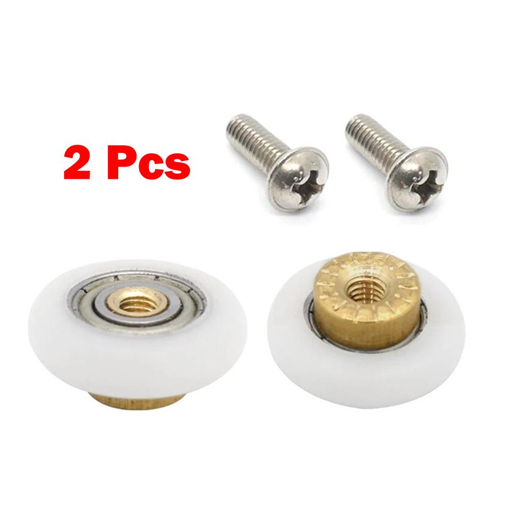 2 *Screws Door Rollers 4-8mm 6-8mm. Brass Centre Nylon Outer Wheel