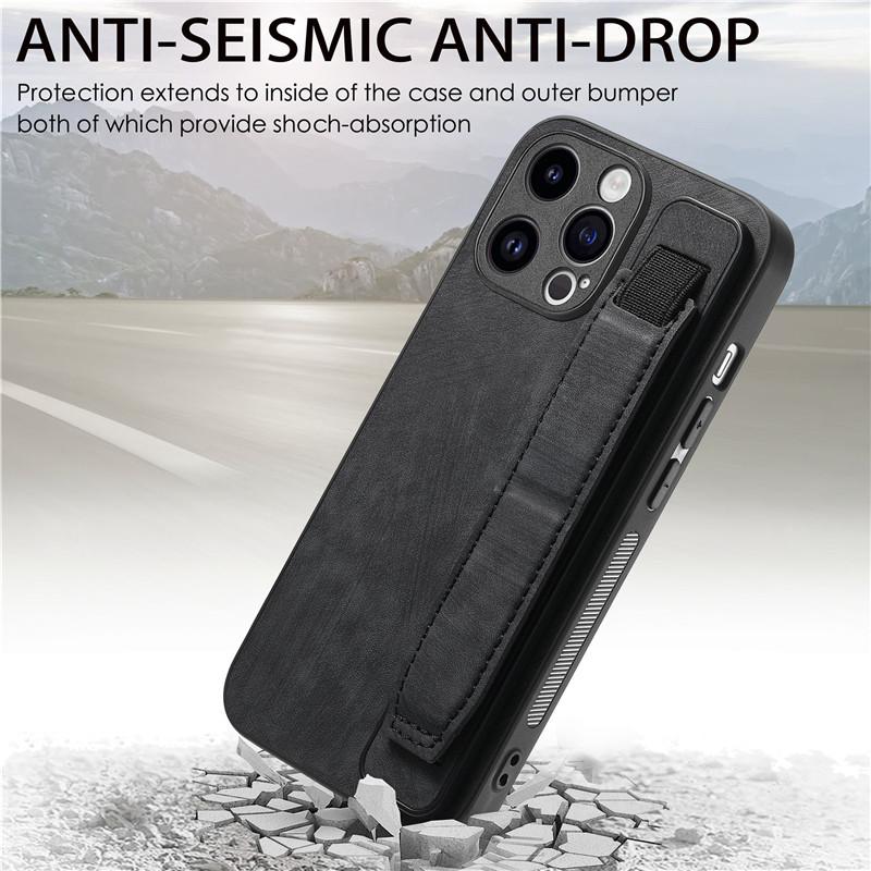 Wrist Strap Leather Phone Case for iPhone 15 Pro Max 14 Plus 13 12 for Samsung Galaxy S24 Ultra S23 S22 S21 FE A35 A25 A15 A05 A54 A24 A14 A53 Cover