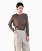 Keulleiseu 100% Wool Heather Round Neck Knit Sweater_Brown