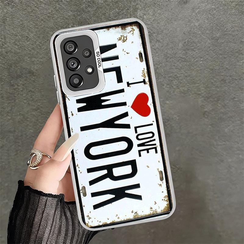 Retro Vintage License Plate Soft Phone Case for Samsung A17 A16 A15 A14 A13 A57 A56 A55 A54 A53 A37 A36 A35 A34 A33 A26 A25 A24