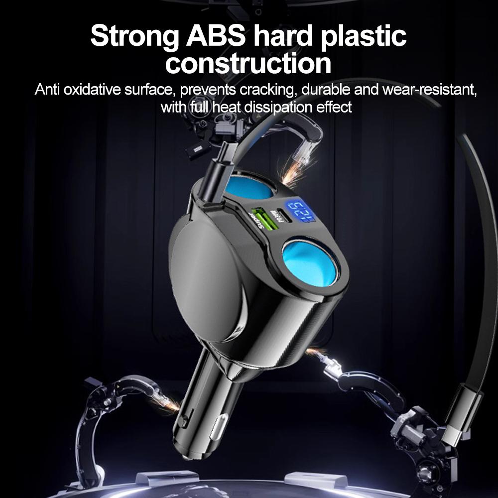 Quick Charge Car Charger USB/PD Port Phone Charger Socket Cigarette Lighter Splitter Voltage with Intelligent Voltage Display