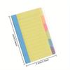 1Pc New Divider Sticky Notes, Tabbed Self-Stick Lined Note Pad, 60 Ruled Notes, Assorted Neon Colors Index Sticky Notes
