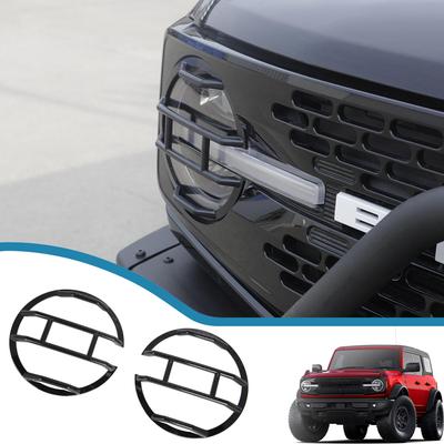 Car Front Headlight Lamp Decoration LED Light Source Guards Cover for Ford Bronco  2022 2023 Lamp Hoods Exterior Accessories